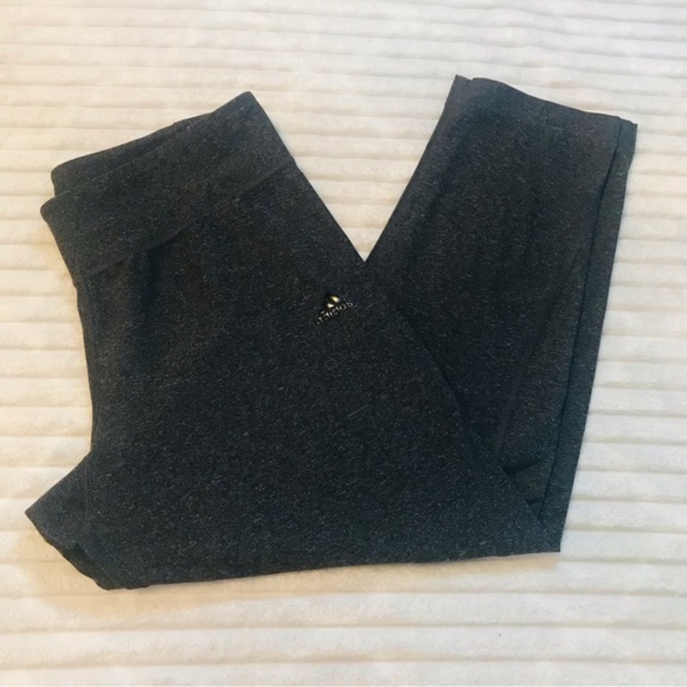 Adidas ClimaLite Charcoal Grey Compression Capri Cropped Leggings Size Small